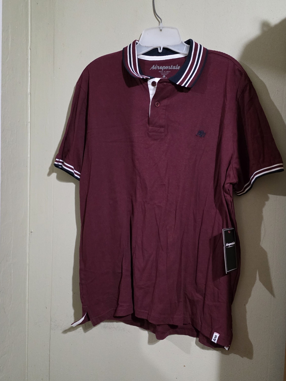 NWT Aeropostale Burgundy Short Sleeve Polo Top Size L
